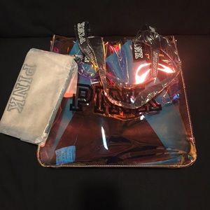 VS PINK Iridescent Tote Bag w/ Gold Pouch